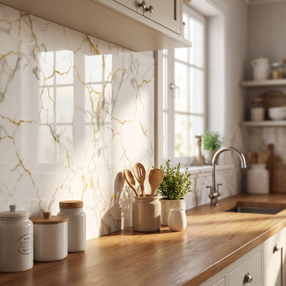 Panels used as a kitchen splashback
