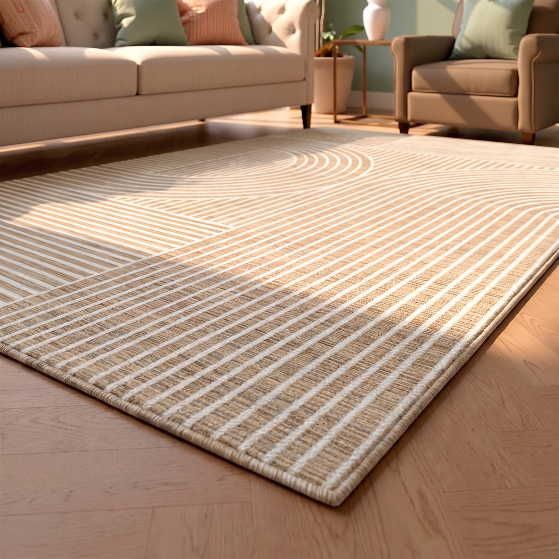 Close-up of the rug pattern and pile