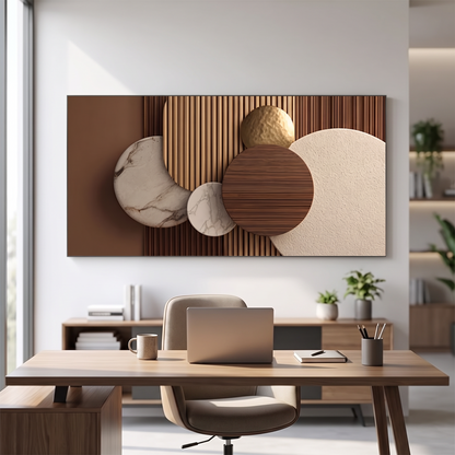 Wall art above an office desk