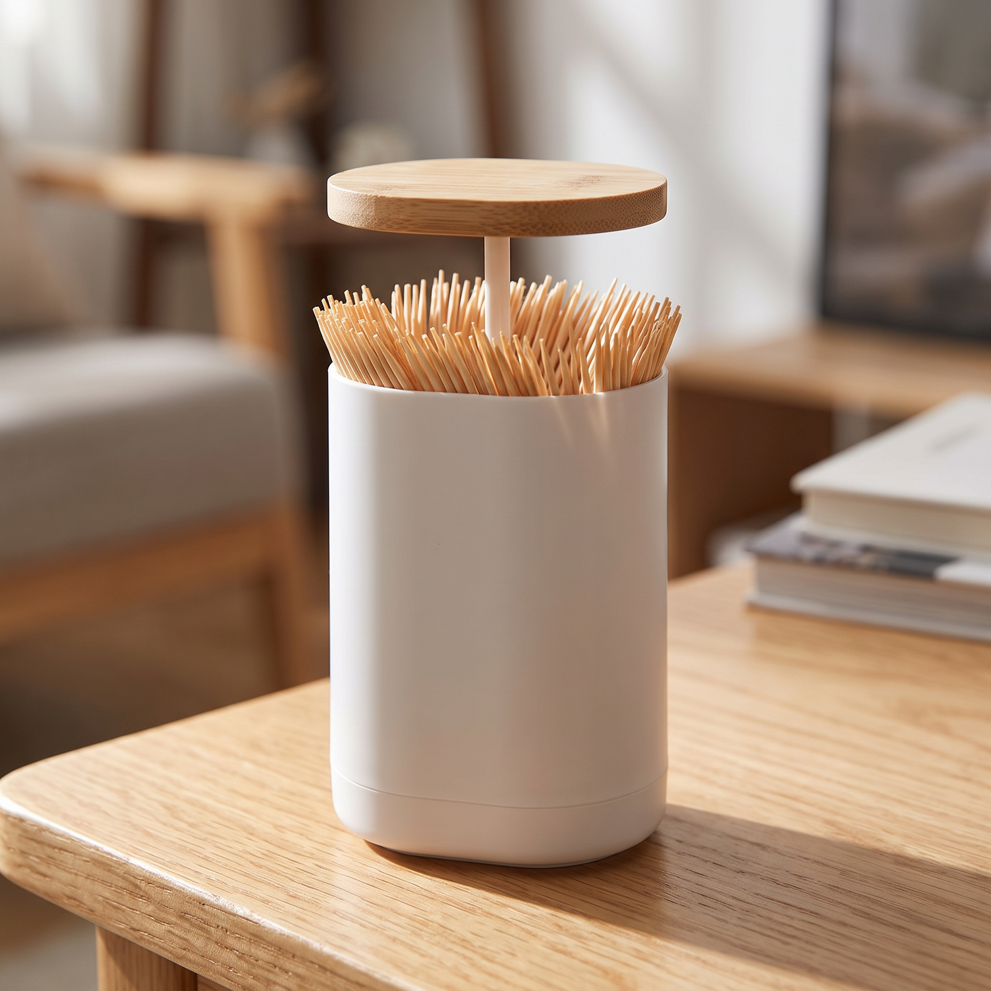 Close-up of the bamboo lid and body